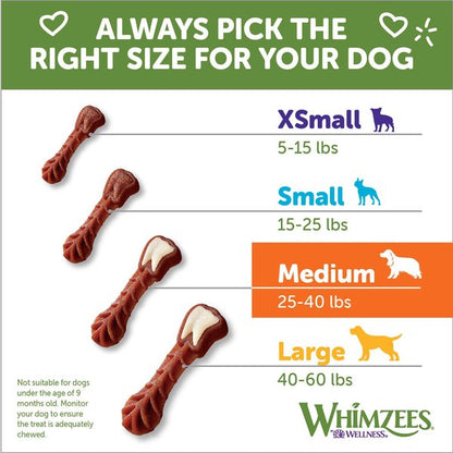 WHIMZEES by Wellness Brushzees Dental Chews Natural Grain-Free Dental Dog Treats, Medium, 12 count